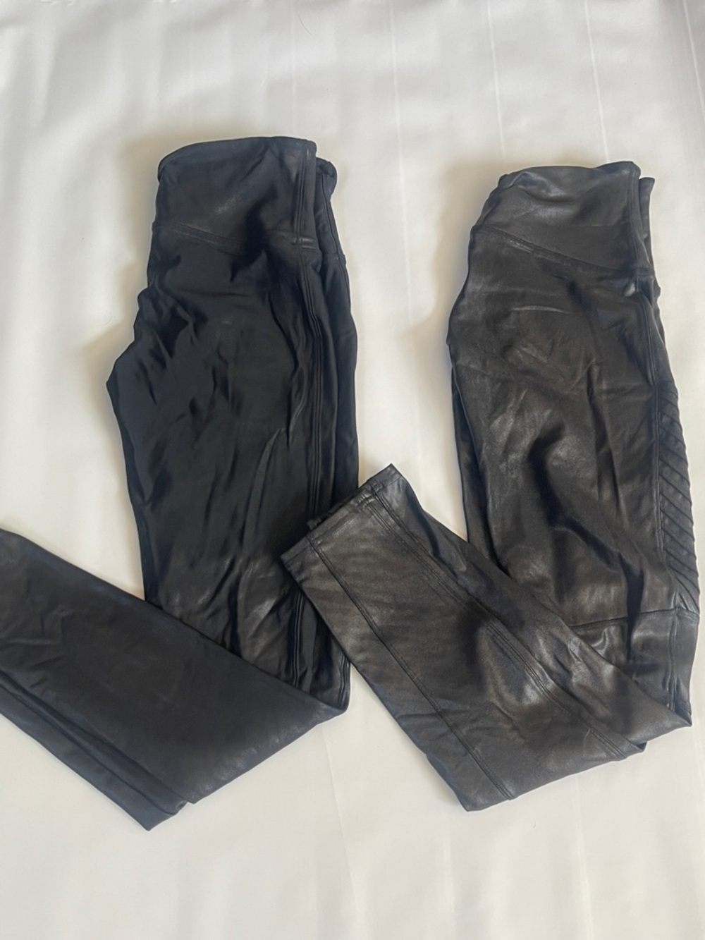 Faux Leather Black Leggings Moto 2 pair sz L large